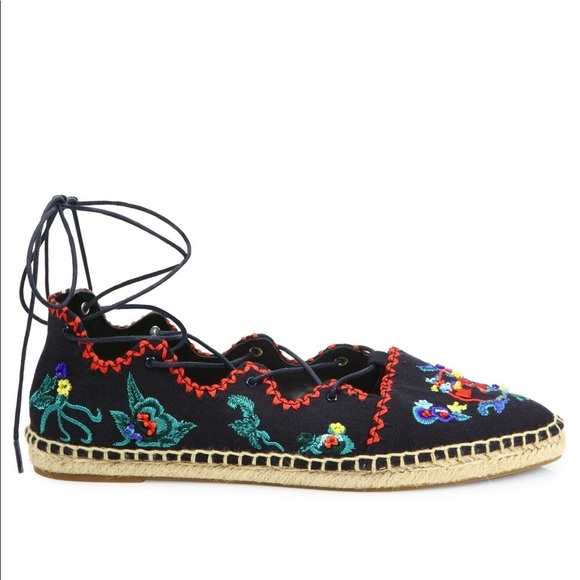 New Tory Burch Sonoma Lace up Embroidered Gillie Espadrille size 7 - Picture 6 of 10